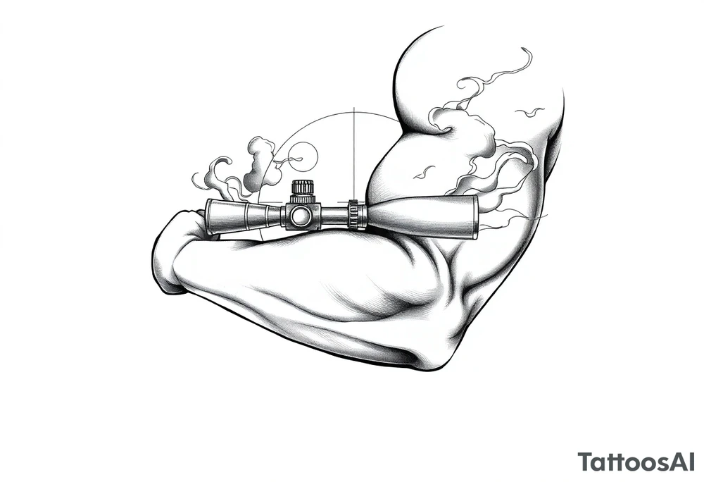 2d scope crosshairs with smoke in background tattoo idea