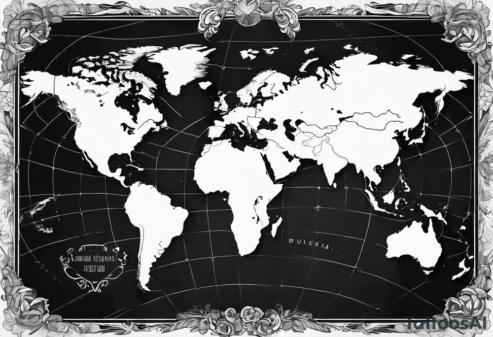 tattoo 
line drawing of the world map tattoo idea