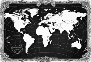 tattoo 
line drawing of the world map tattoo idea
