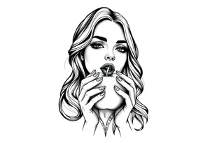 Beautiful woman eating an apple tattoo idea