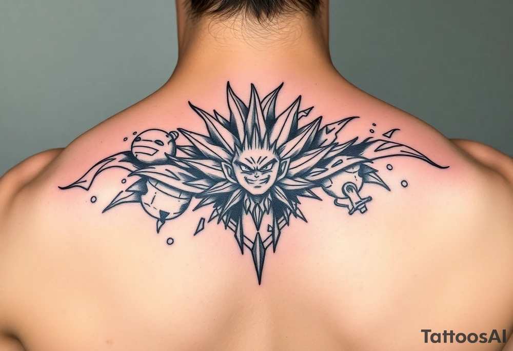 legendary dragonball z scene with energy aura and power effects tattoo idea