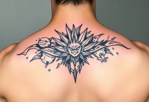 legendary dragonball z scene with energy aura and power effects tattoo idea