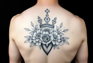 Damian, with crown, flowers and hearts tattoo idea