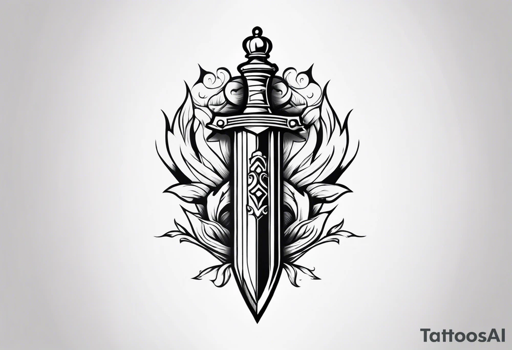 Sword with king piece from chess tattoo idea