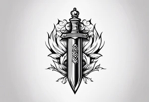 Sword with king piece from chess tattoo idea