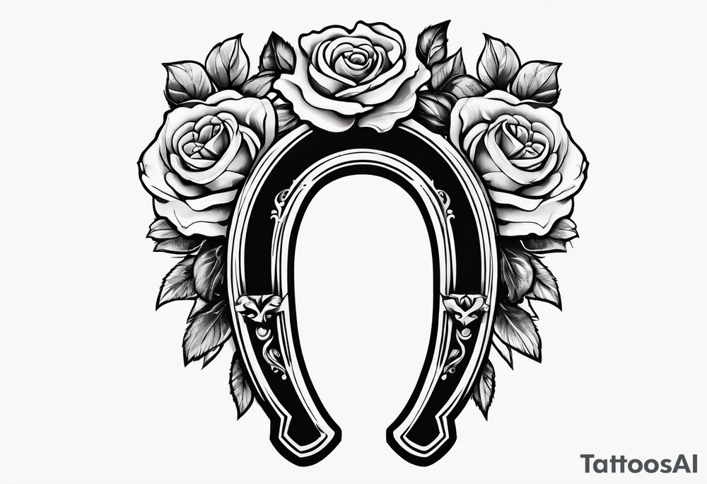 horseshoe with roses tattoo idea