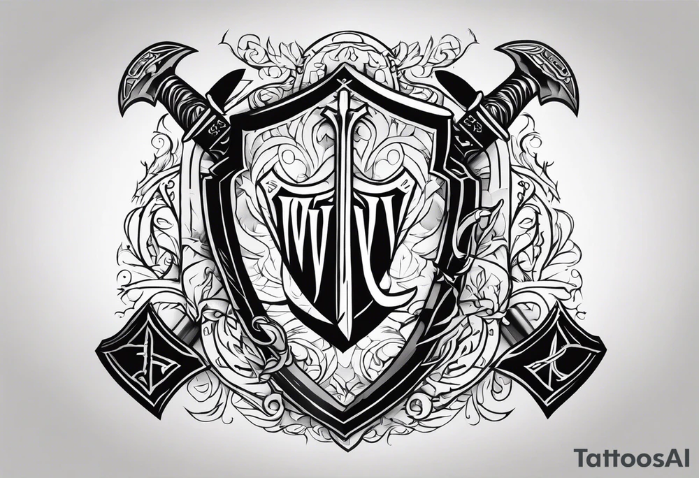 Valhalla shield sword axe tattoo idea