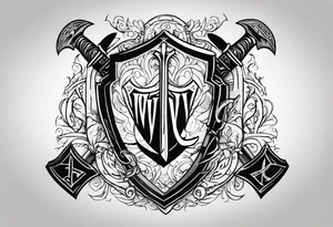 Valhalla shield sword axe tattoo idea