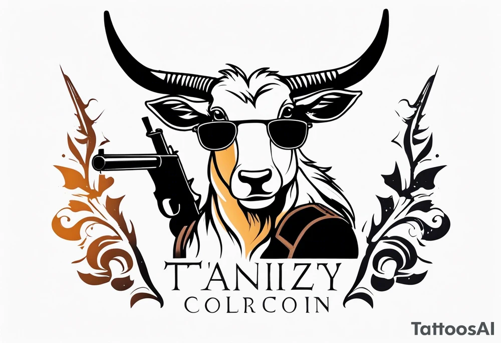 capricorn with sunglasses and shotgun tattoo idea
