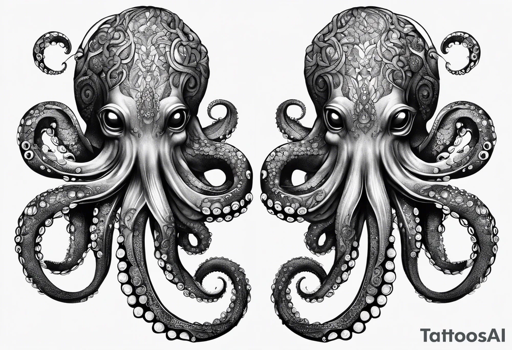 Octopus around lower leg tattoo idea