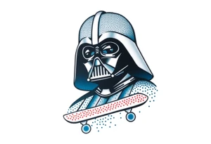 Darth Vader, skateboard blue & red tattoo idea