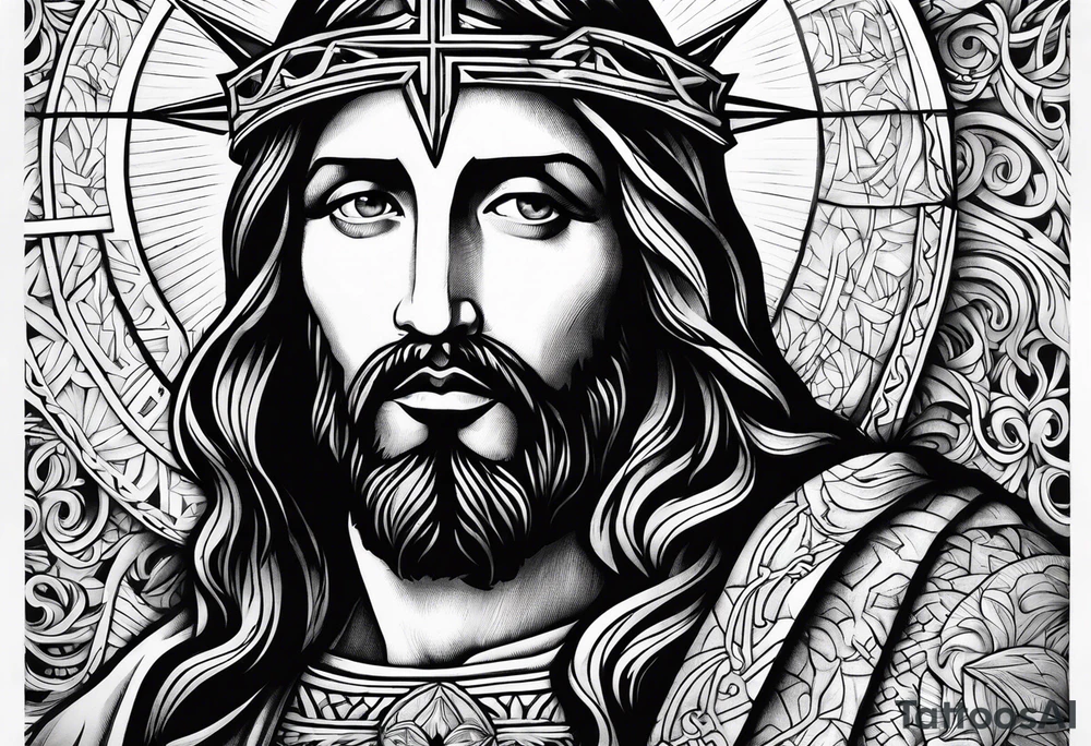 jesus olhando pra cima na cruz tattoo idea