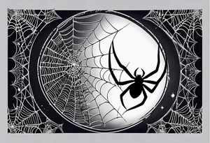 spider web hangin  under moon for neck tatto tattoo idea