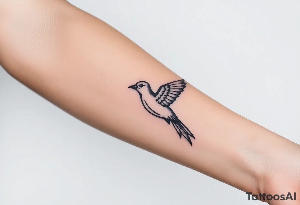 Feminine bird tattoo idea