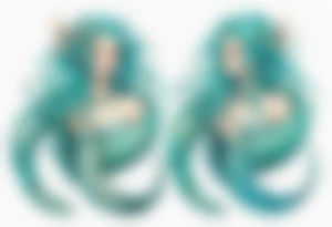 A beautiful nereid with teal hair who is a serpent from the waist-down with turquois scales. tattoo idea