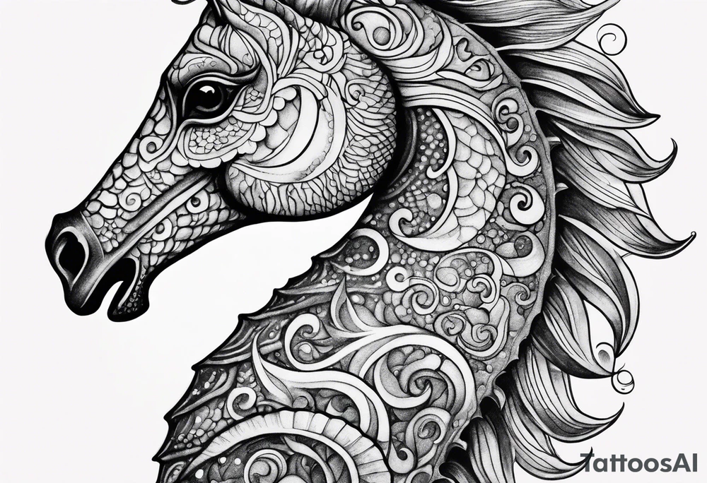 Under ocean seahorse tattoo idea