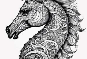 Under ocean seahorse tattoo idea