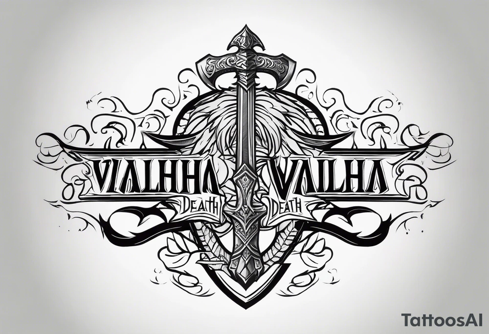 Valhalla death 
prayer sword dragon axe tattoo idea