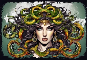 Medusa, before and after she had snakes for hair. tattoo idea