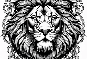 Wounded lion trying to brake the chains tattoo idea