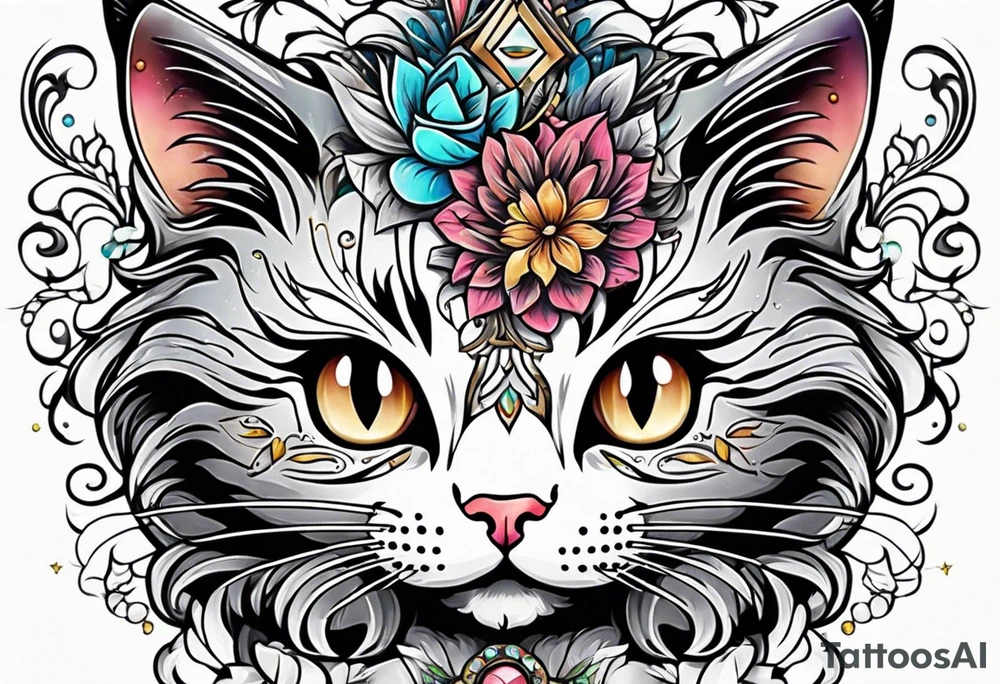 cute kitty face tattoo idea