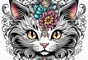 cute kitty face tattoo idea