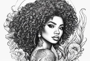 Mermaid with afro tattoo idea