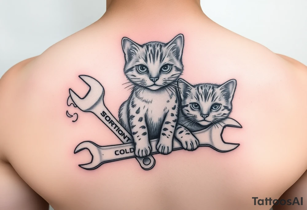 A cold bud light a flip flop a wrench and a kitten all in one memorial tattoo tattoo idea