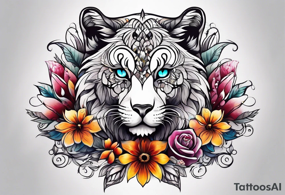 animal , flower tattoo idea