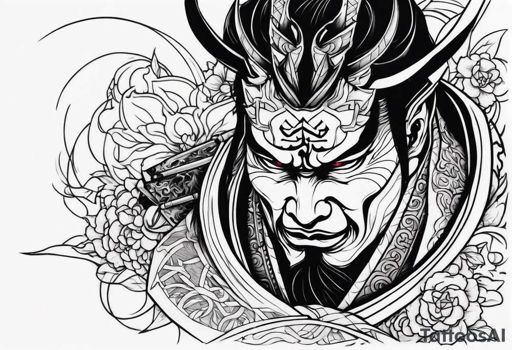 samurai beheading demon tattoo idea
