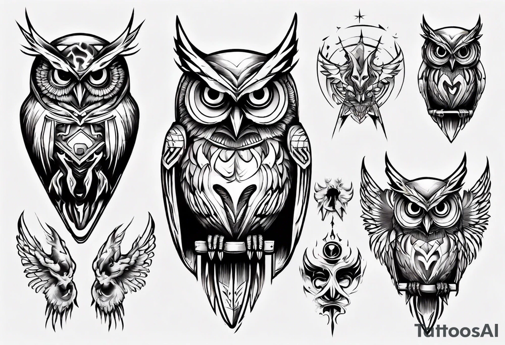 Demonic Owl tattoo idea