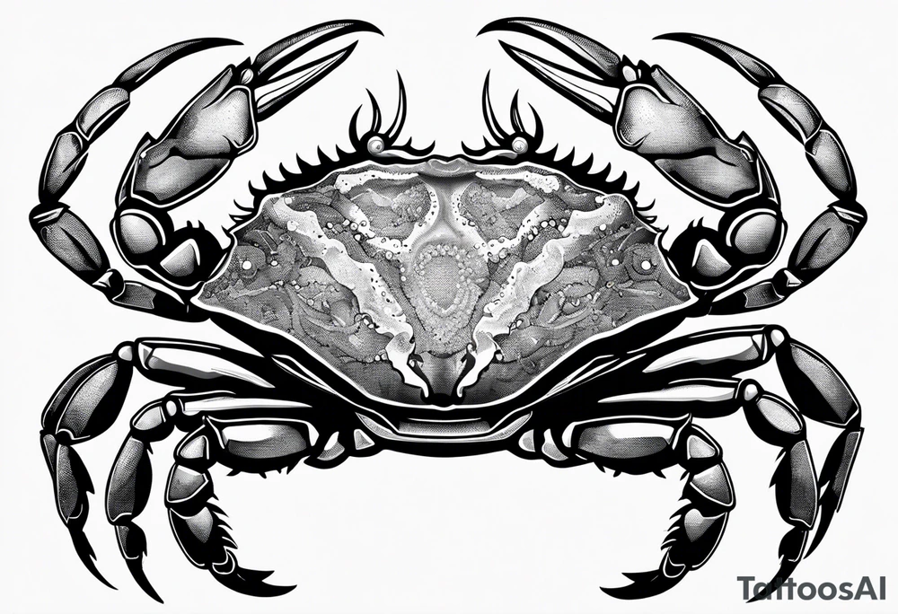 Crabs en blanco en negro con numero 69 tattoo idea