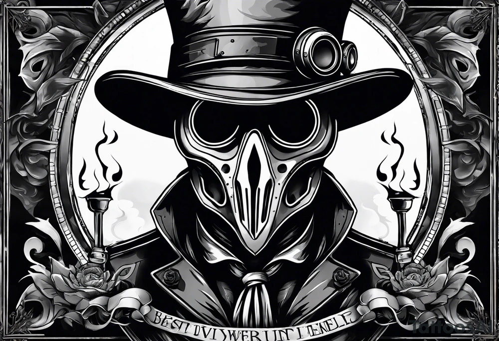 steampunk plague doctor
smoke background
"I Survived" tattoo idea steampunk plague doctor
smoke background
"I Survived" tattoo idea