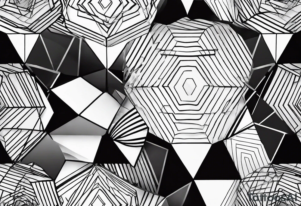 black plain big hexagons without texture tattoo idea