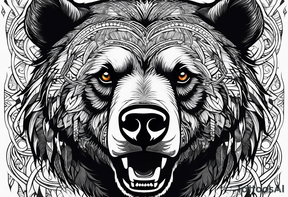 Grizzly Bear with a look of strength in their eyes tattoo idea