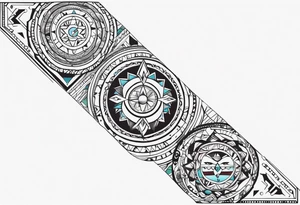 Wrap around arm band with native American style and Aquarius theme tattoo idea