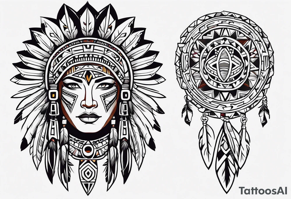 Combine Native American tribal art with Irish and German elements for a shoulder cap tattoo idea