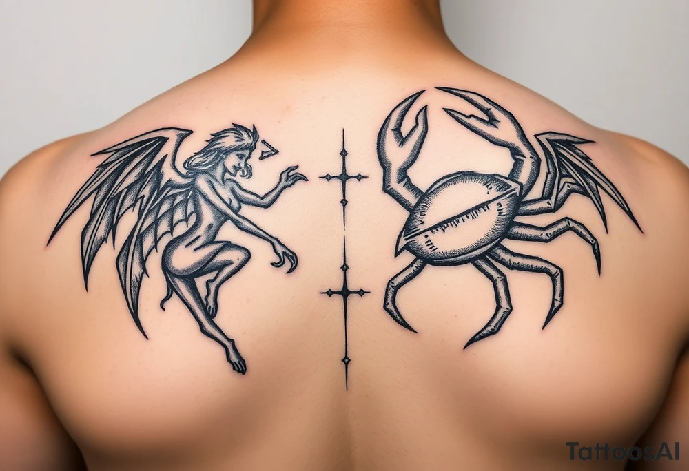 Combine A Gemini and cancer zodiac sign tattoo idea