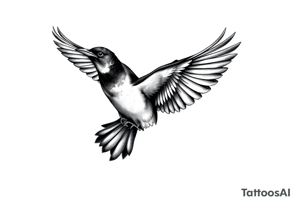 Male European Blackbird flying tattoo idea tattoo idea
