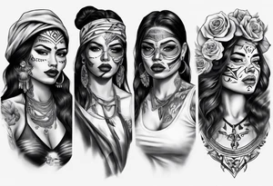 realistic chicano
women faces tattoo idea