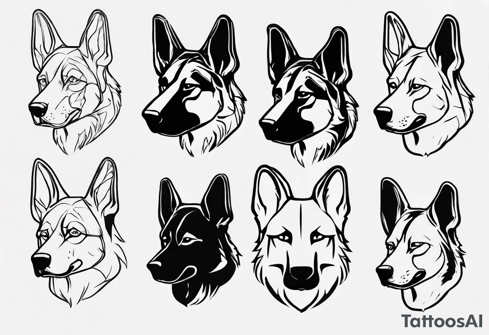 Angry side profile German shepherd dog tattoo idea Angry side profile German shepherd dog tattoo idea