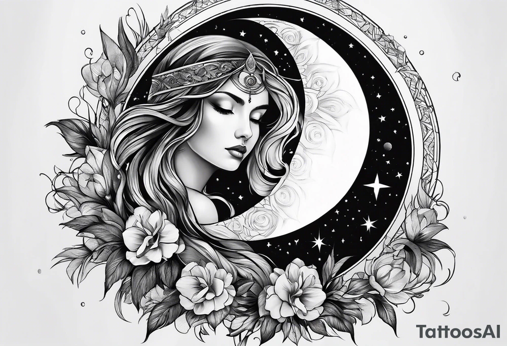 sacred moon tattoo idea