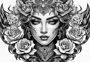 tattoo with demons and roses  for the back tattoo idea