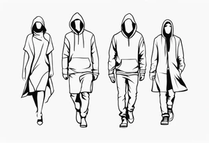 faceless, dark figures walking around tattoo idea