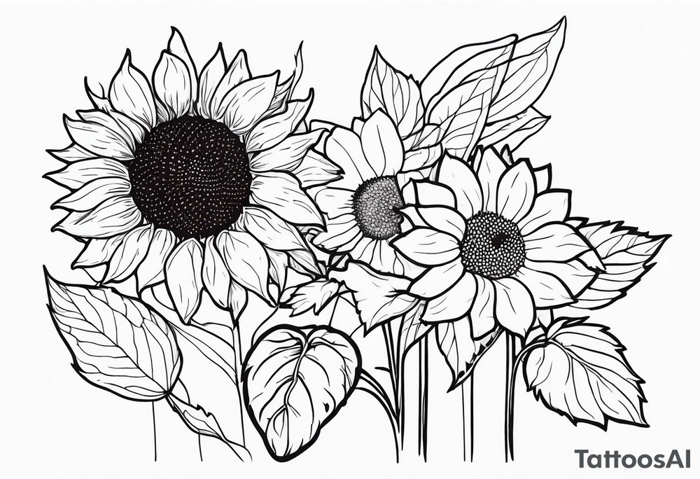 Sunflower, strawberry wine, delicate, wildflowers tattoo idea