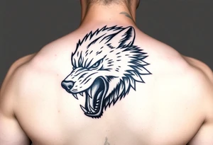 wolf head snarling tattoo idea