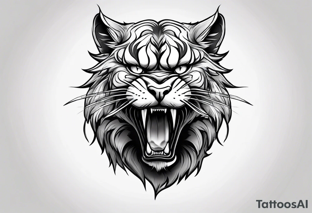 Saber-toothed Cat cub blank background tattoo idea