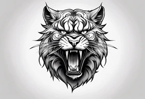 Saber-toothed Cat cub blank background tattoo idea