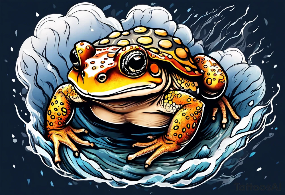 A toad in a thunderstorm tattoo idea