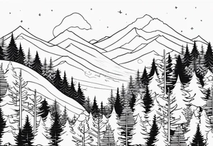 pine forest without mountains tattoo idea